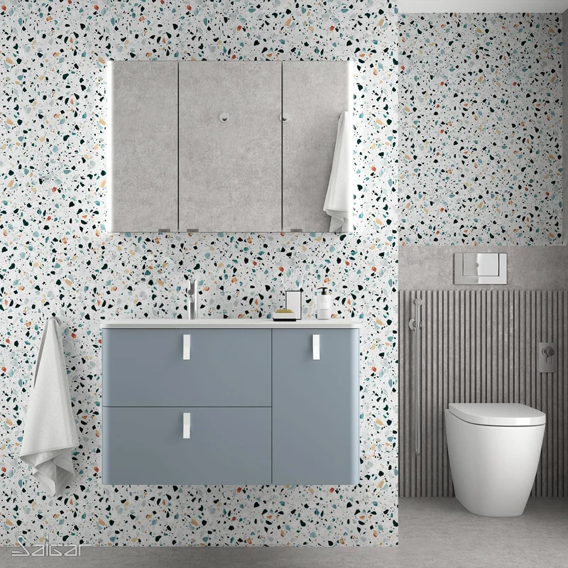 Mueble de baño UNIIQ de Salgar, 2 Cajones y 1 Puerta | 22 Acabados | 90 y 120 cm