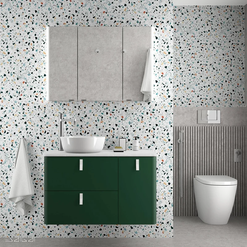 Mueble de baño UNIIQ de Salgar, 2 Cajones y 1 Puerta | 22 Acabados | 90 y 120 cm