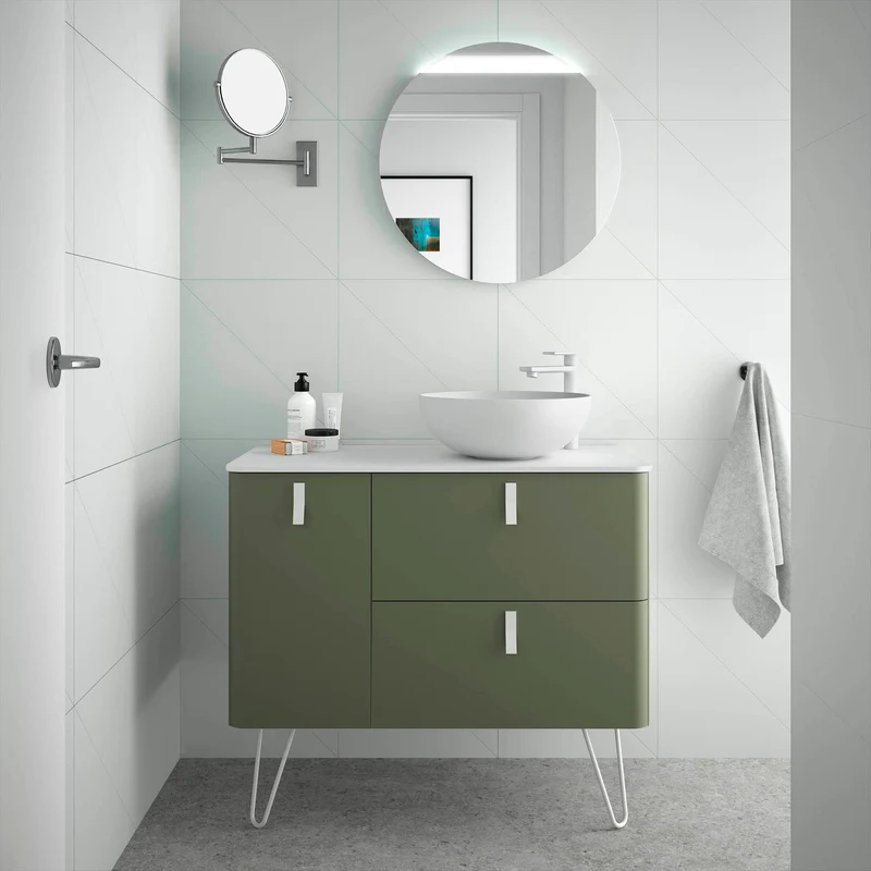 Mueble de baño UNIIQ de Salgar, 2 Cajones y 1 Puerta | 22 Acabados | 90 y 120 cm