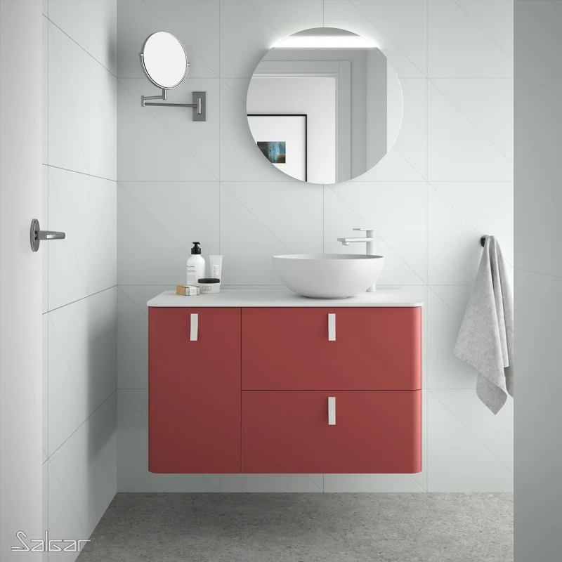 Mueble de baño UNIIQ de Salgar, 2 Cajones y 1 Puerta | 22 Acabados | 90 y 120 cm