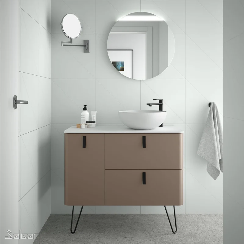 Mueble de baño UNIIQ de Salgar, 2 Cajones y 1 Puerta | 22 Acabados | 90 y 120 cm