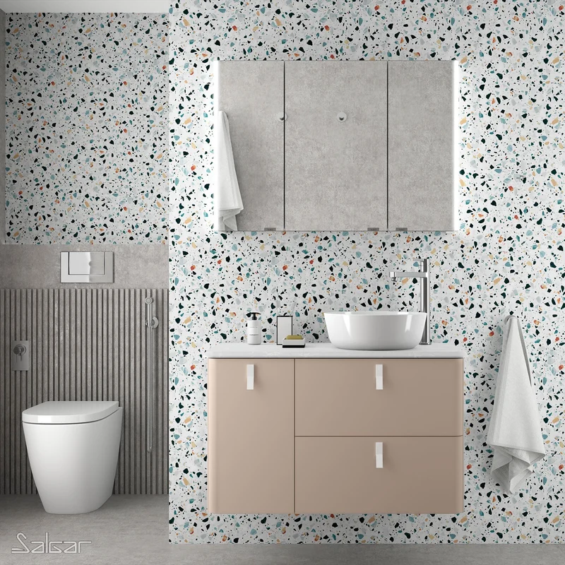 Mueble de baño UNIIQ de Salgar, 2 Cajones y 1 Puerta | 22 Acabados | 90 y 120 cm