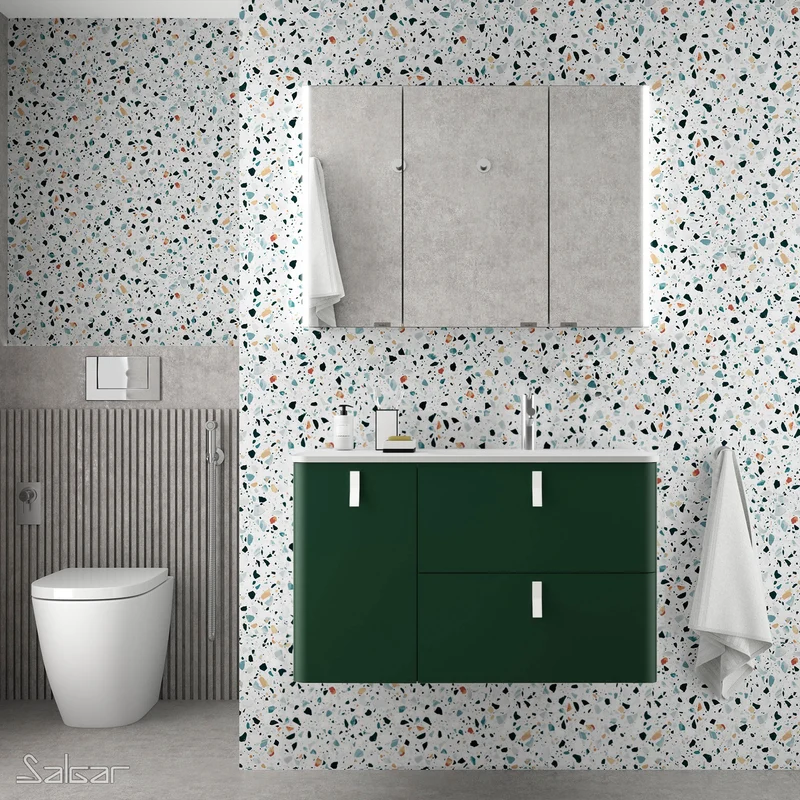 Mueble de baño UNIIQ de Salgar, 2 Cajones y 1 Puerta | 22 Acabados | 90 y 120 cm