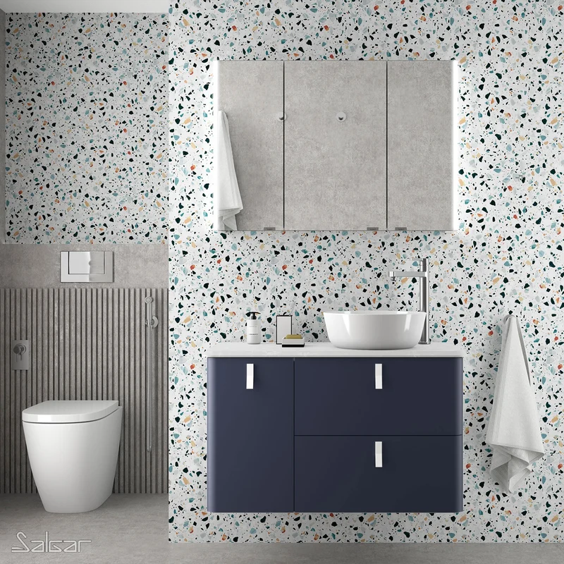 Mueble de baño UNIIQ de Salgar, 2 Cajones y 1 Puerta | 22 Acabados | 90 y 120 cm
