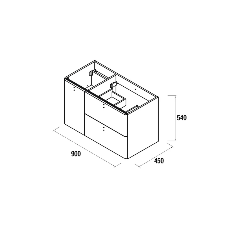 Mueble de baño UNIIQ de Salgar, 2 Cajones y 1 Puerta | 22 Acabados | 90 y 120 cm