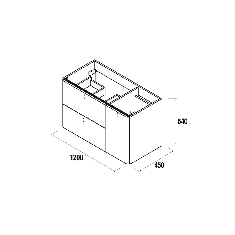 Mueble de baño UNIIQ de Salgar, 2 Cajones y 1 Puerta | 22 Acabados | 90 y 120 cm