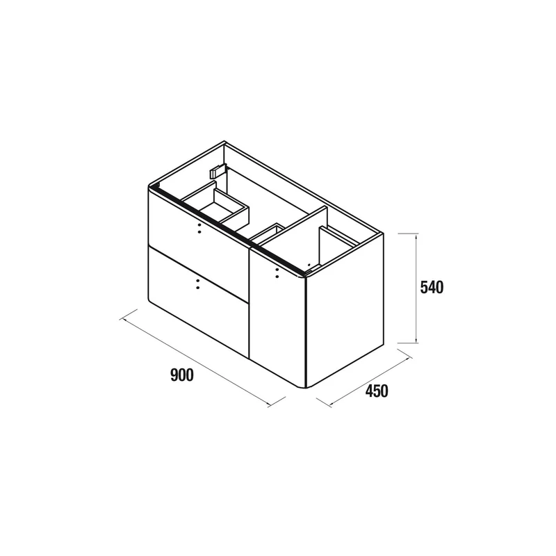 Mueble de baño UNIIQ de Salgar, 2 Cajones y 1 Puerta | 22 Acabados | 90 y 120 cm