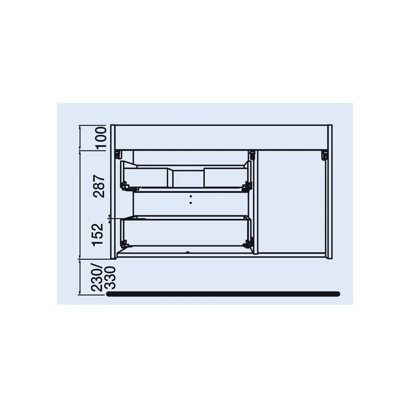 Mueble de baño UNIIQ de Salgar, 2 Cajones y 1 Puerta | 22 Acabados | 90 y 120 cm