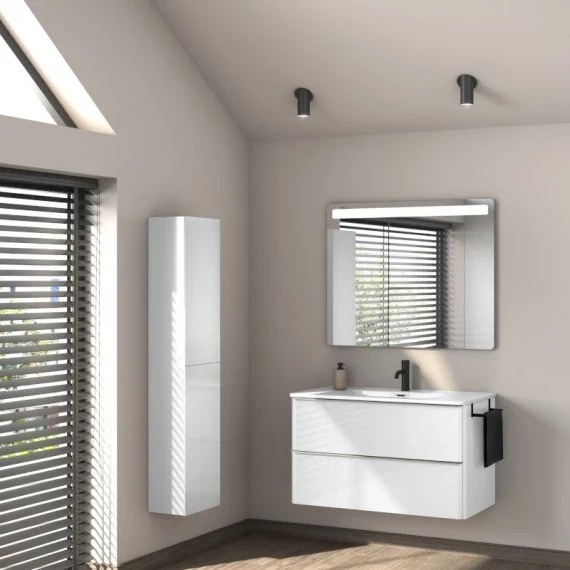 Mueble de baño suspendido DAI Royo 2 cajones + Lavabo Beauty – 60/80/100 cm, cierre suave