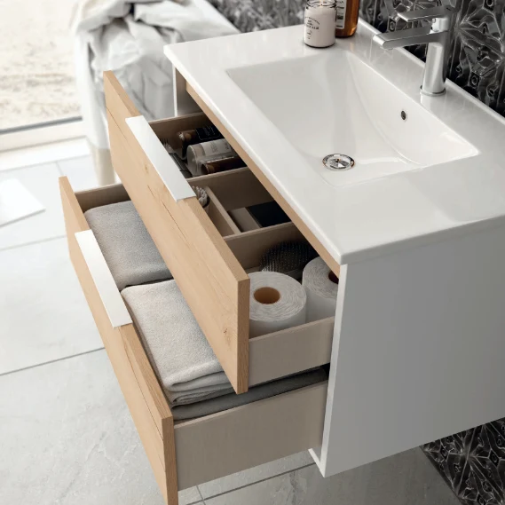 Mueble de Baño Duox de Neutrum | 2 Cajones, Suspendido con Lavabo Integrado | 80-120 cm