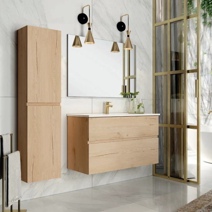 Conjunto LONDRES de Neutrum | Mueble de Baño de 2 Cajones + Lavabo Integral | 60 - 120 cm