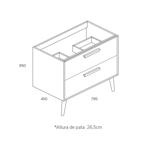 Conjunto NORDIC de Neutrum | Mueble de Baño de 80 cm con 2 Cajones y Lavabo Integral