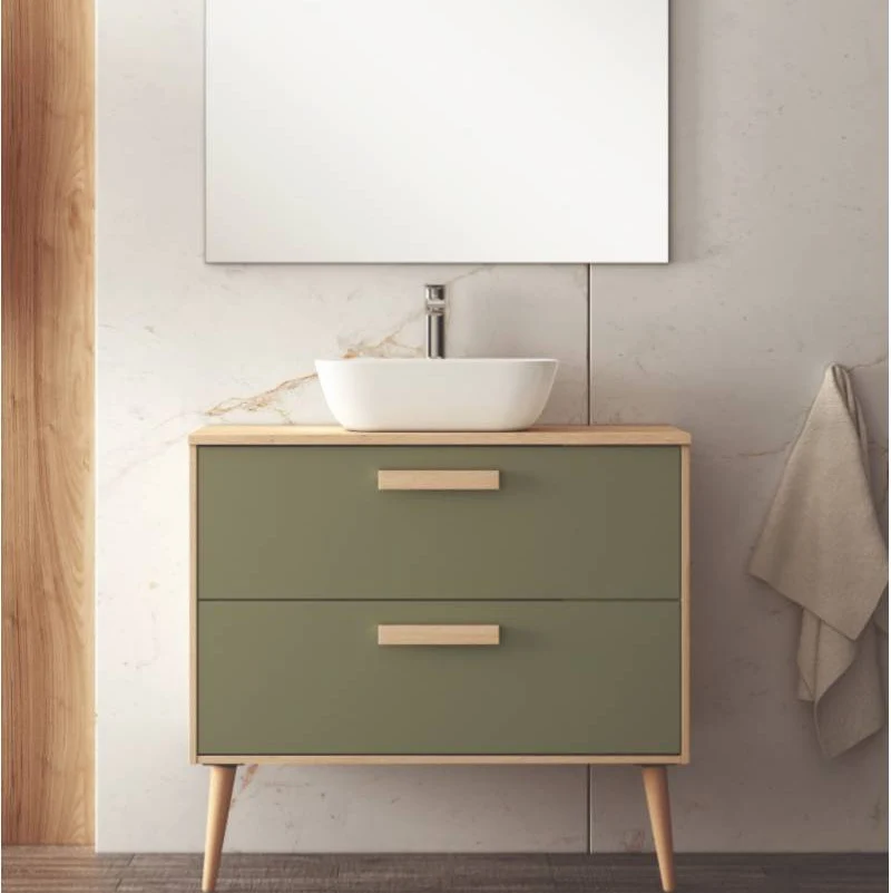 Conjunto NORDIC de Neutrum | Mueble de Baño 80 cm, 2 Cajones + Encimera con Opción de Lavabo