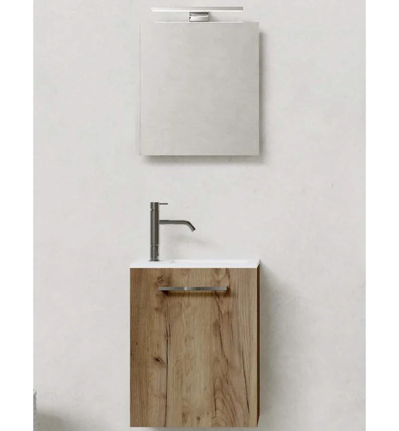 Mueble Baño BRIC Fondo Reducido de 22 cm con Lavabo y Espejo | Perfecto Baños Pequeños