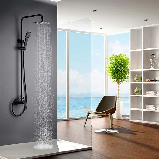Conjunto Ducha Termostático ART Negro Mate Imex | Barra Ducha + Monomando | Set Completo