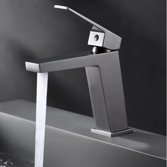Monomando Lavabo ART Black Gun Metal Imex | Acabado PVD Premium Antihuellas | Diseño Compacto 21x8x30 cm | Latón Cromado