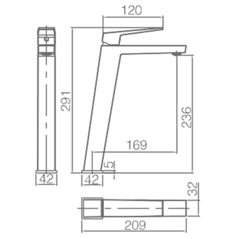 Grifo Lavabo Alto ART Cromo Imex | Perfil Elevado para Lavabos Sobre Encimera | Latón Cromado + Cartucho Cerámico 25mm