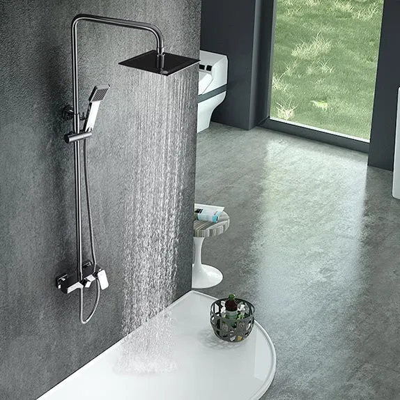 Conjunto Bañera Monomando SAONA Imex Cromo | Barra Ducha Telescópica + Rociador Extraplano 20x20