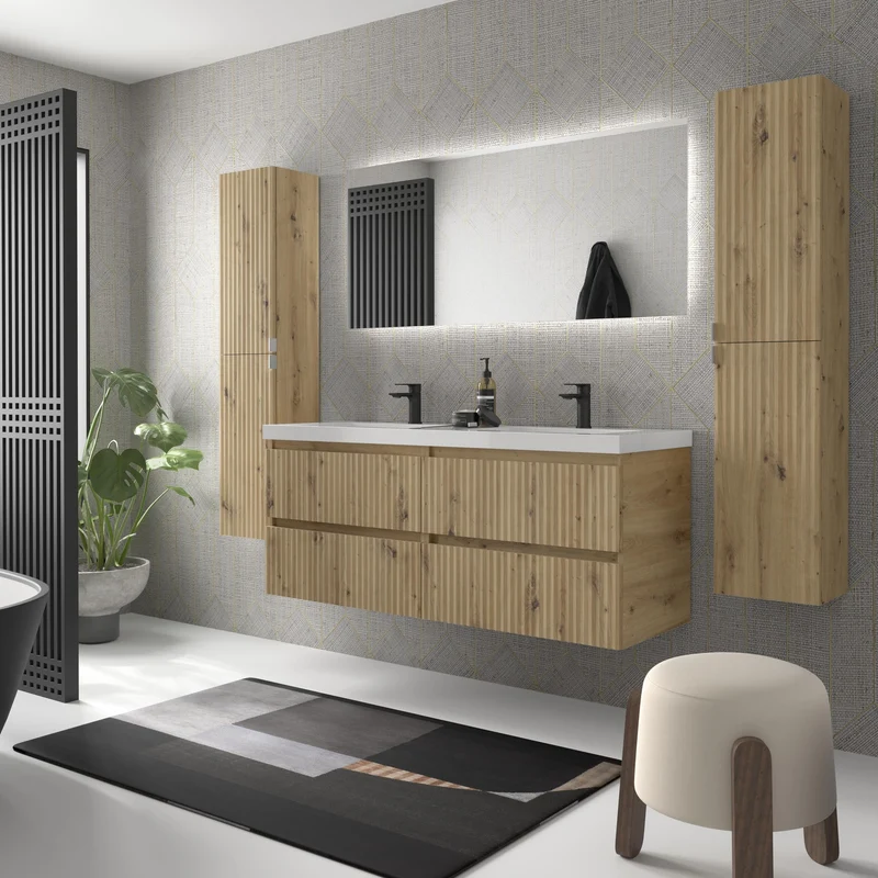 SALGAR 121750 KIRA Mueble+Lavabo TOSCANA 140cm Roble