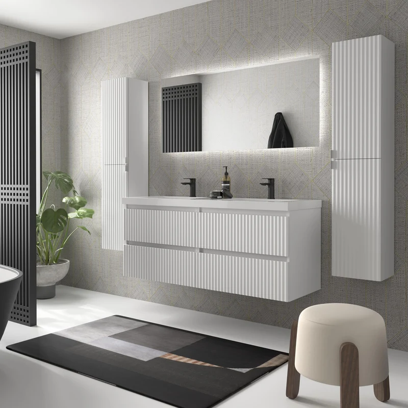SALGAR 121748 KIRA Mueble+Lavabo TOSCANA 140cm Blanco Mate