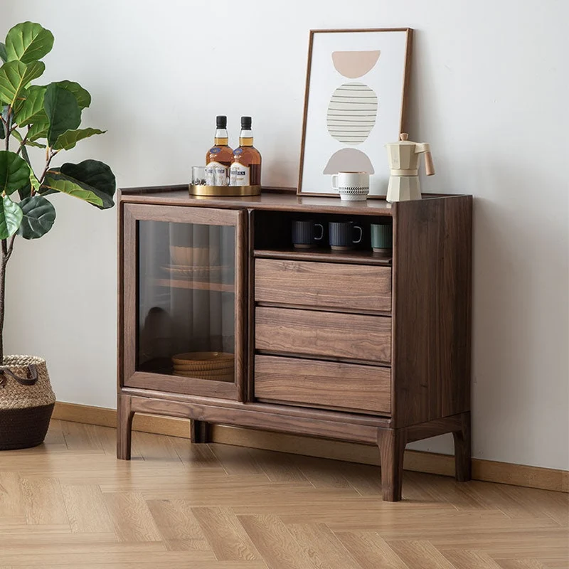 Top Leakage Protection Design Black Walnut Wood Cabinet