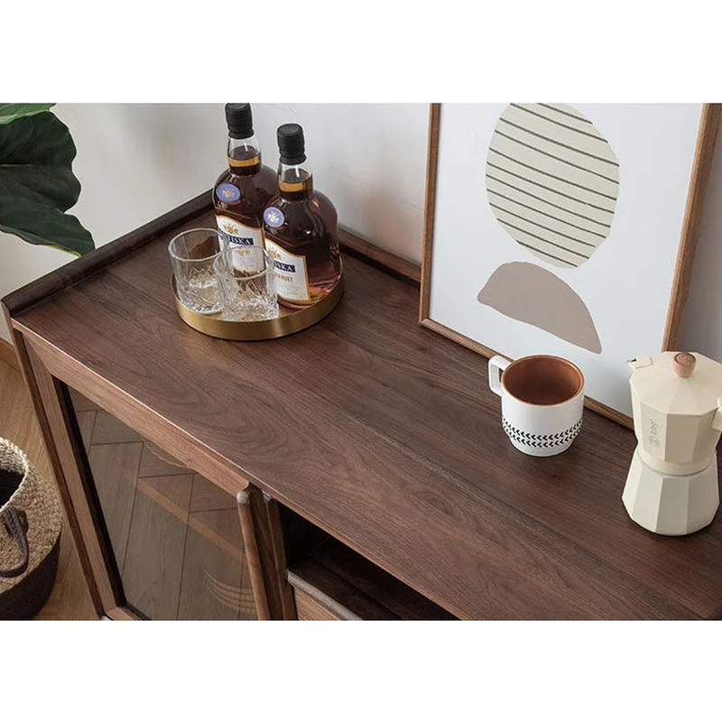 Top Leakage Protection Design Black Walnut Wood Cabinet