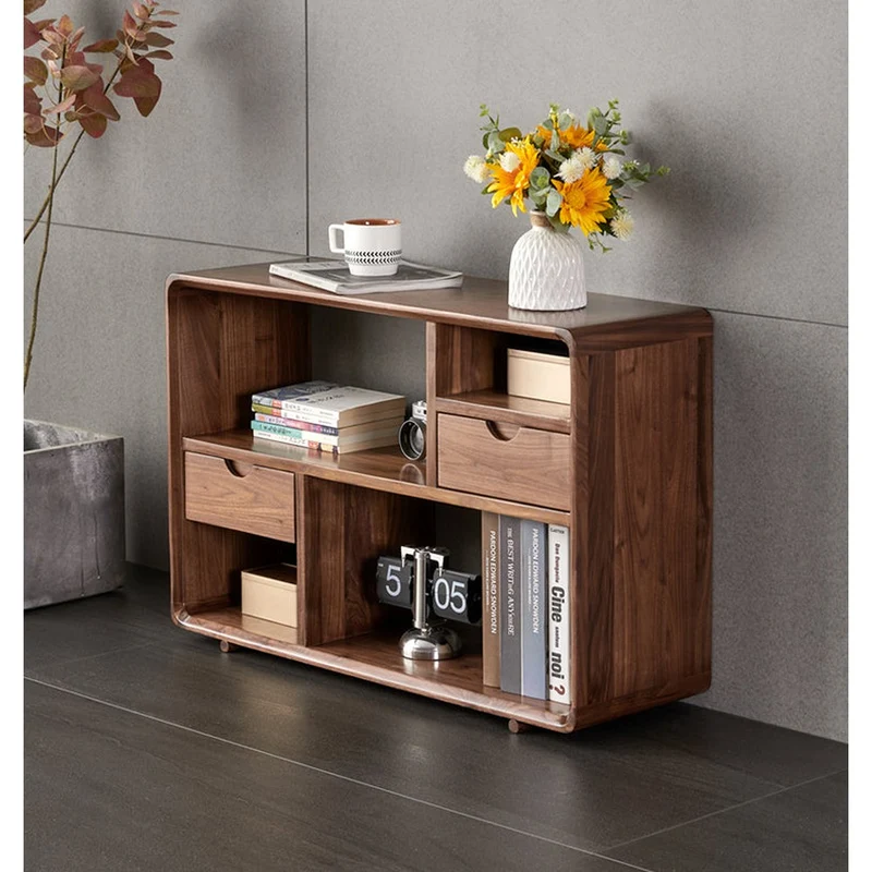 Comprehensive Multi-Grid Design Solid Wood Side Table