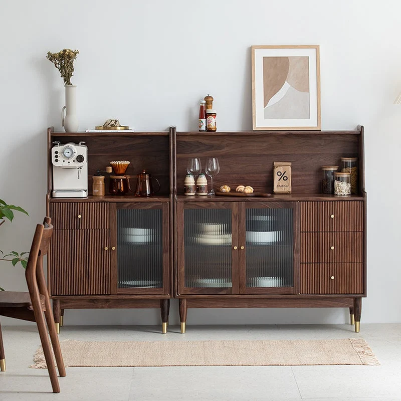 Solstice Modern Open Space Walnut Kitchen Cabinet