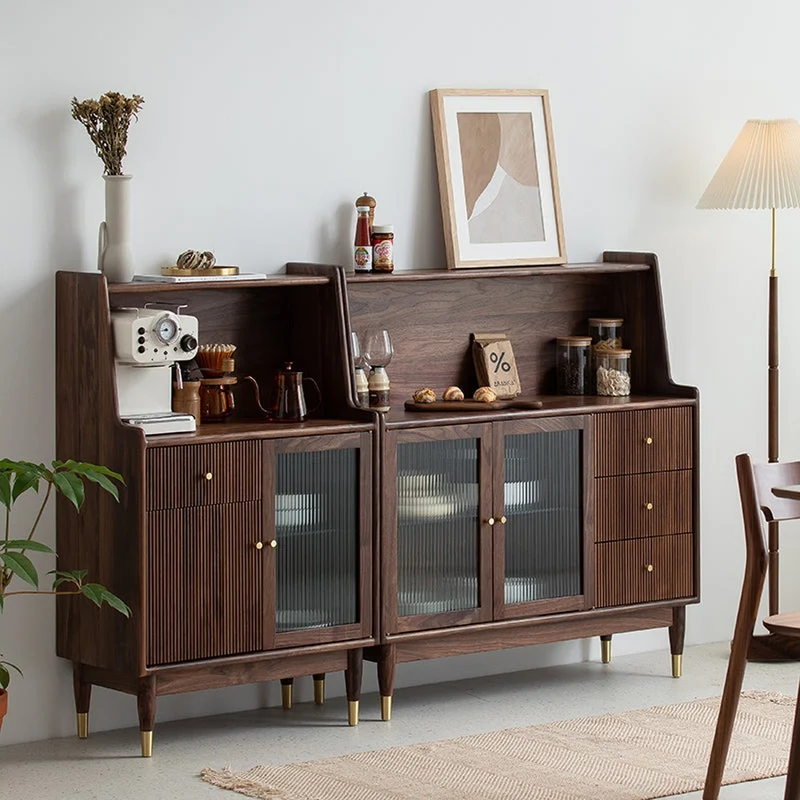 Solstice Modern Open Space Walnut Kitchen Cabinet