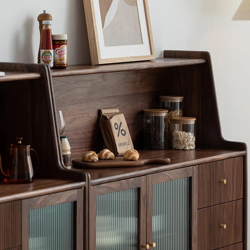 Solstice Modern Open Space Walnut Kitchen Cabinet