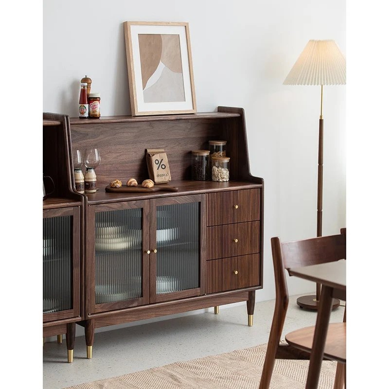 Solstice Modern Open Space Walnut Kitchen Cabinet