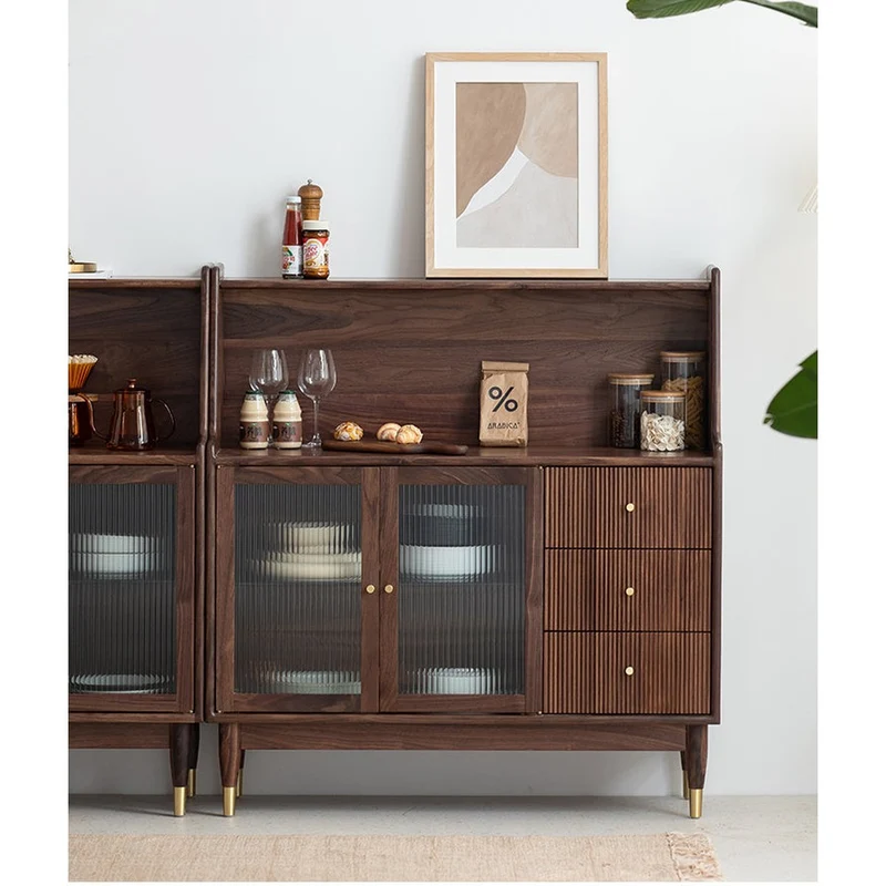 Solstice Modern Open Space Walnut Kitchen Cabinet