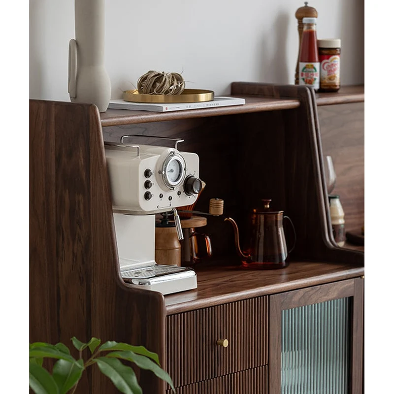 Solstice Modern Open Space Walnut Kitchen Cabinet