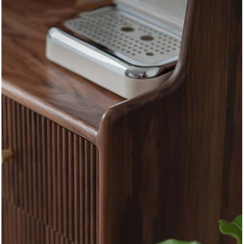 Solstice Modern Open Space Walnut Kitchen Cabinet