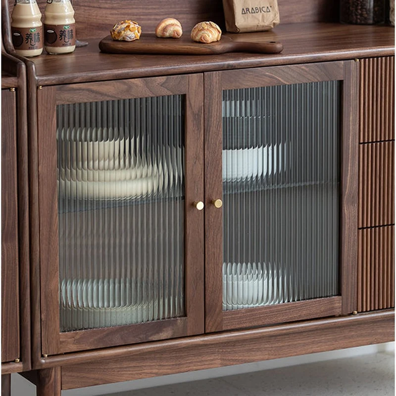 Solstice Modern Open Space Walnut Kitchen Cabinet