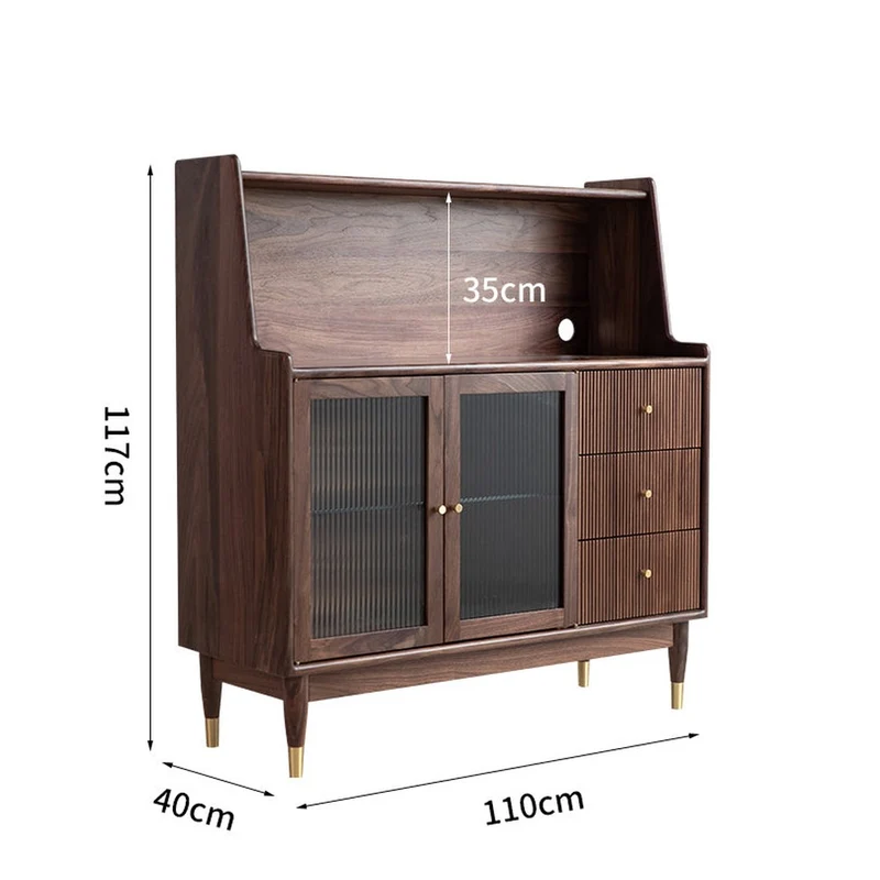 Solstice Modern Open Space Walnut Kitchen Cabinet