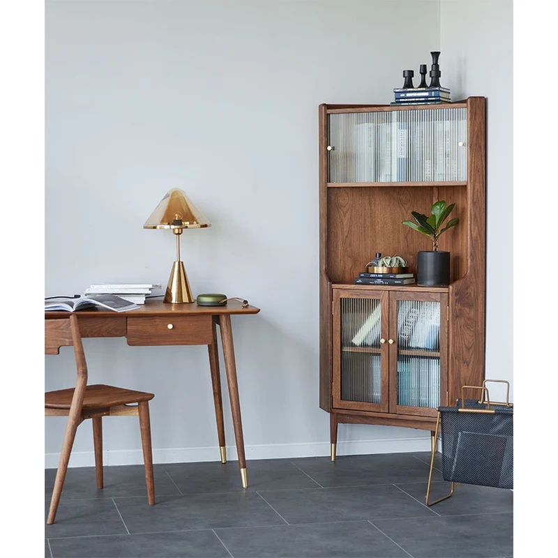Elysian Solid Walnut Wood Corner Cabinet