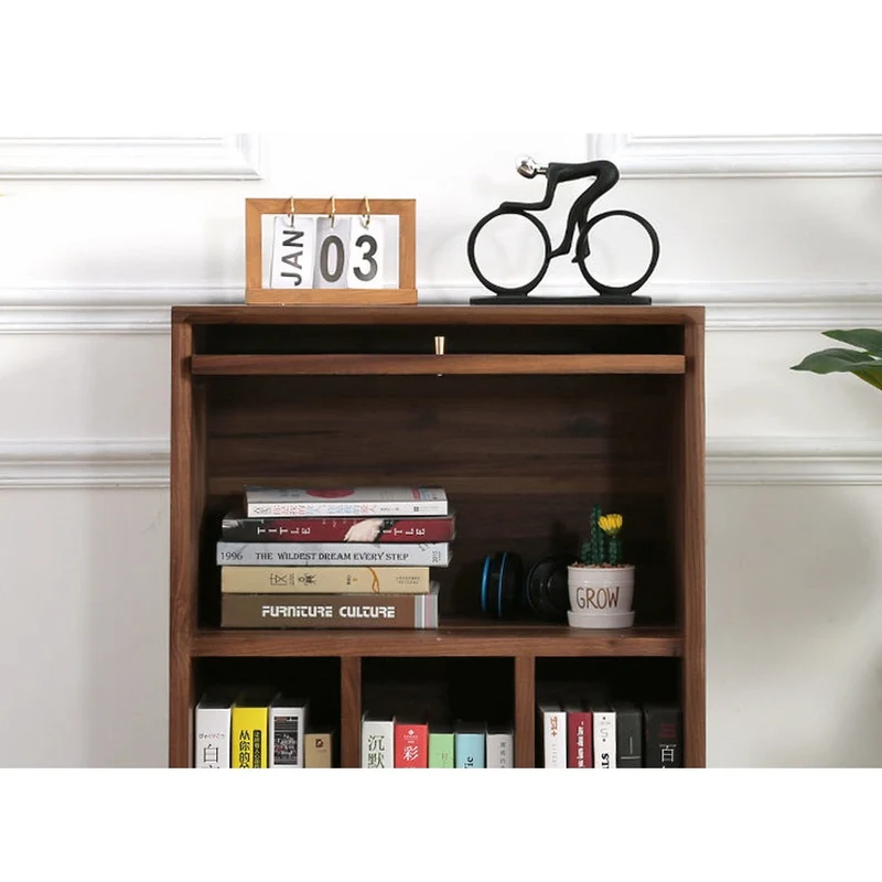 Aura Small Walnut Wood Side Table with Two Drawers