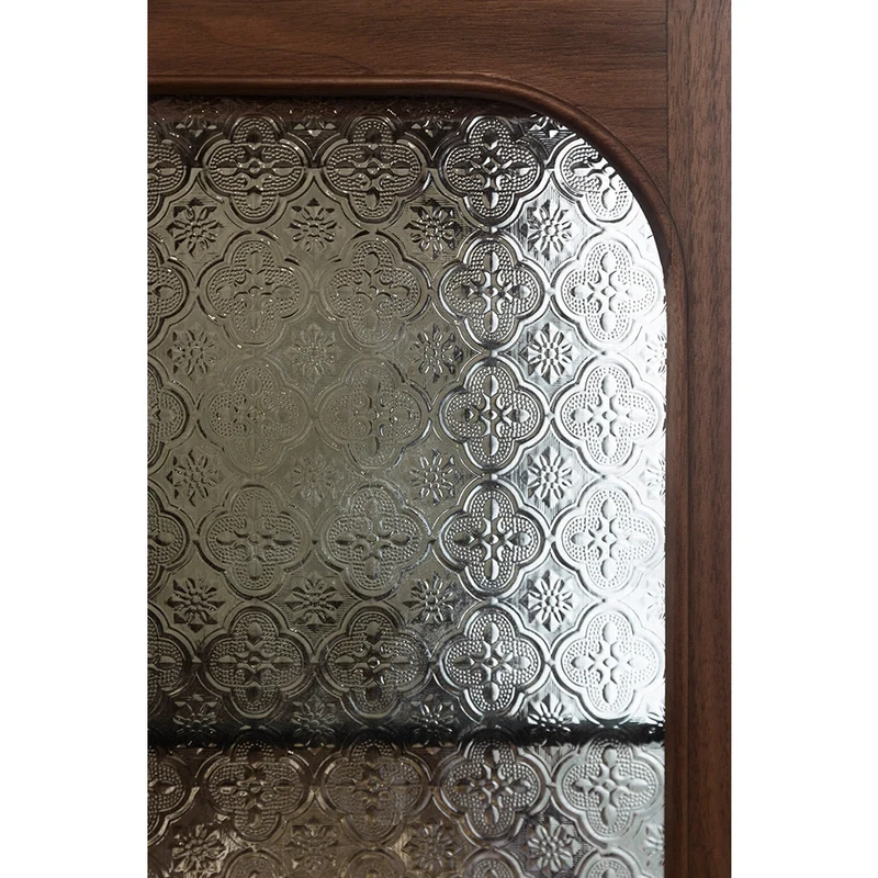 French Vintage Display Walnut Wood Side Table with Snow Glass