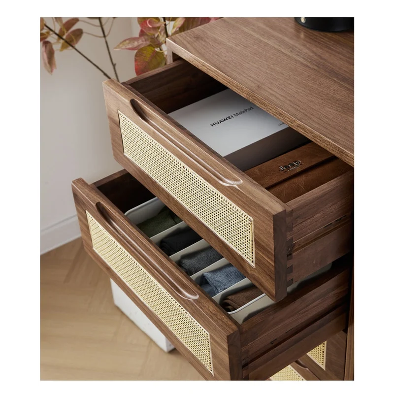 Crescent 5-Drawer Solid Walnut Wood Dresser