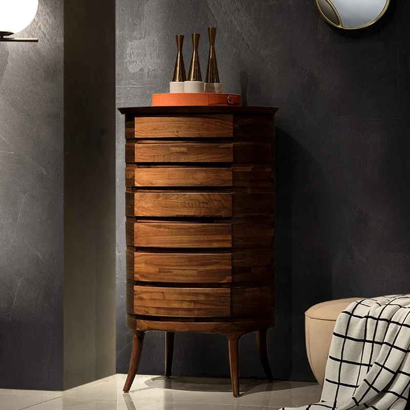 Europe Style Mid-Century Solid Black Walnut Cabinet