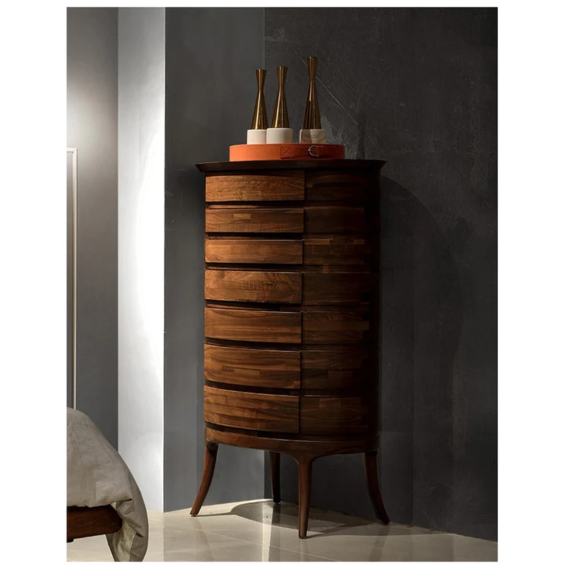 Europe Style Mid-Century Solid Black Walnut Cabinet