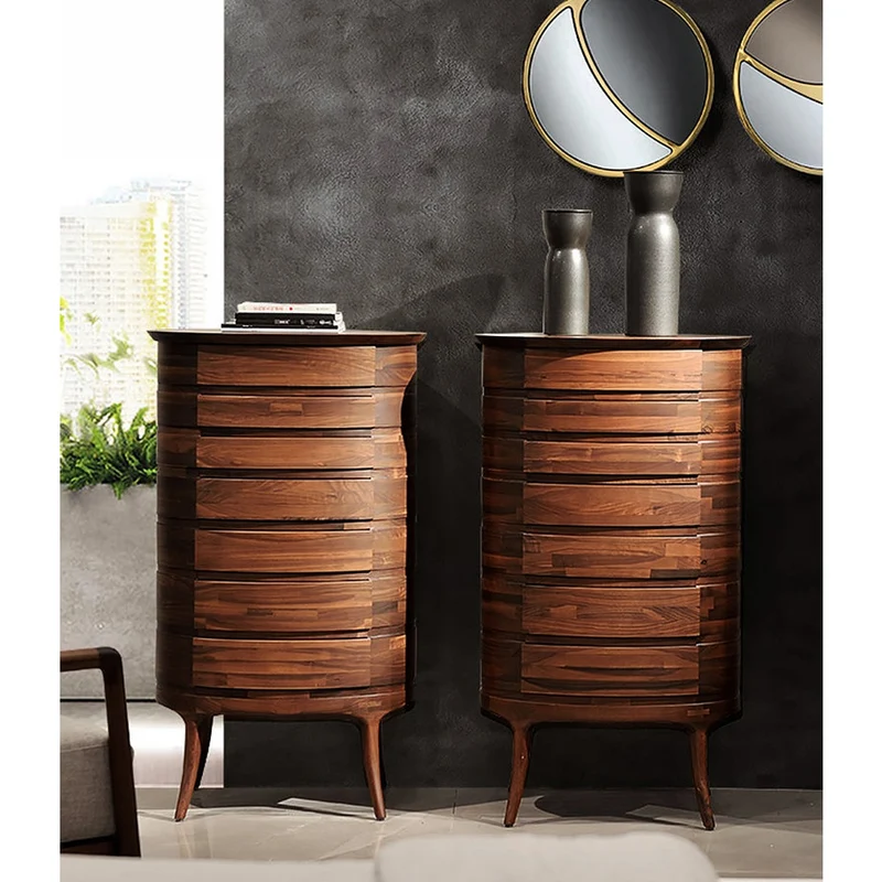 Europe Style Mid-Century Solid Black Walnut Cabinet