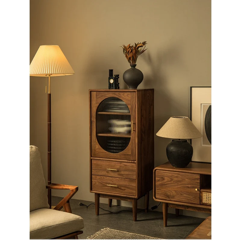 Small Black Walnut Wood Storage Cabinets