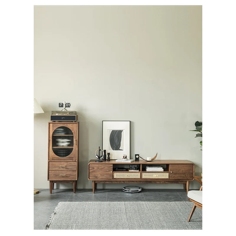 Small Black Walnut Wood Storage Cabinets