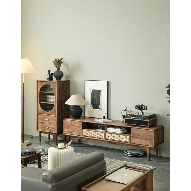 Small Black Walnut Wood Storage Cabinets