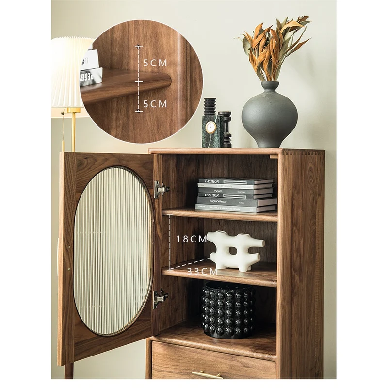 Small Black Walnut Wood Storage Cabinets