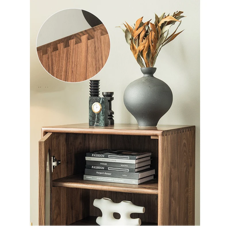 Small Black Walnut Wood Storage Cabinets
