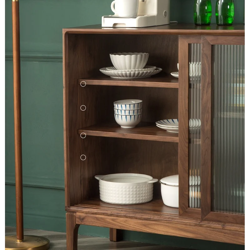 Cobalt Blur Sliding Glass Door Black Walnut Wood Kitchen Cabinet