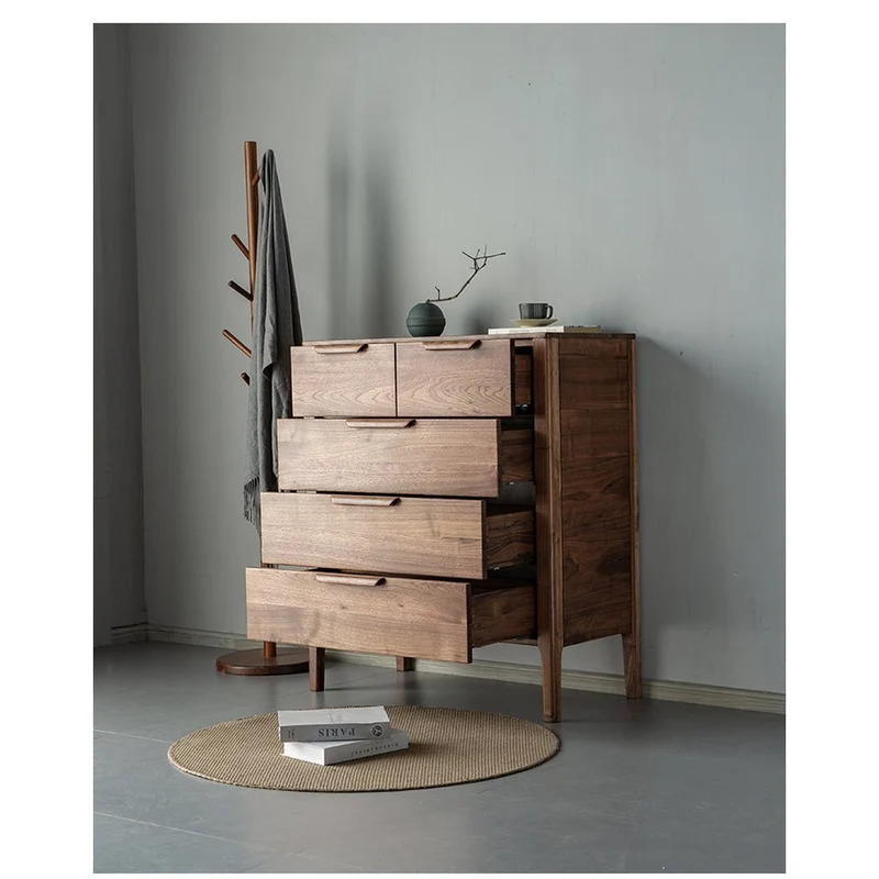 Terra Solid Walnut Wood Tall Chest of Drawers Dresser